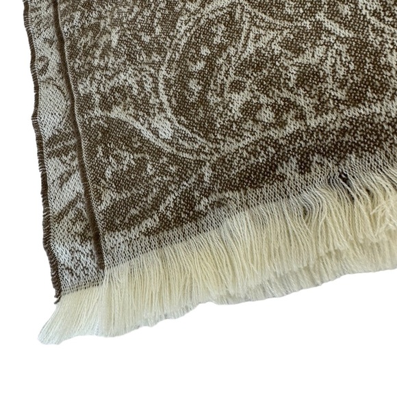 Lands' End Tan Paisley Cashmere Blend Scarf - Picture 7 of 10